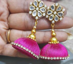 Pink Jhumka Earrings