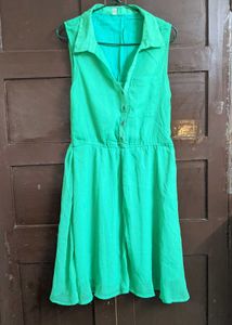 parrot green A-line dress