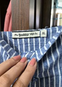 Blue &amp; White Striped Midi Dress