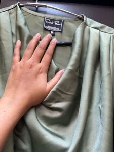 Elegant Satin Cowl Neck Blouse