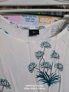 White Kurta with Floral Print