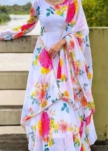 Floral Print Anarkali Dress