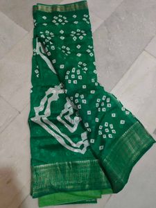 Beautiful Brand New Green Poly Cotton Saree