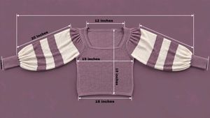 MAUVE &amp; CREAM STRIPED PUFF SLEEVE KNIT TOP