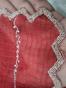 Red Beaded Saree
