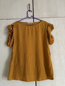 Mustard Yellow Ruffle Sleeve Top