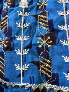 UNUSED Vibrant Blue Embroidered Kurta