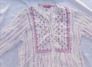 Striped Embroidered Tunic Top