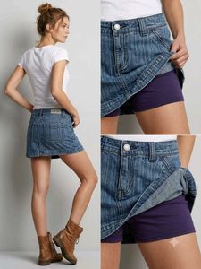 Denim Skirt with Built-in Shorts