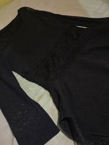 Sheer Sleeve Black Tunic Top