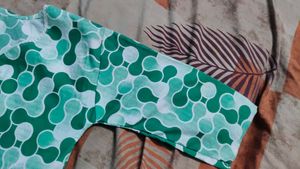 Green Geometric Print  short kurti Top