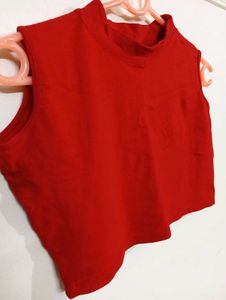 Red Sleeveless Crop top