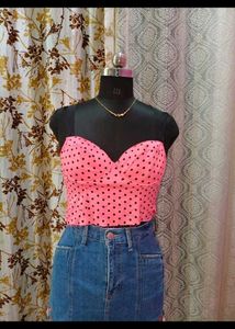 Pink Polka Dot Crop Top