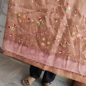 Linen Embroidery Saree
