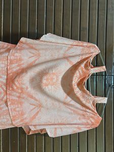 Orange Graphic Print Cold Shoulder Top two way sty