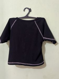 Black Graphic Print Crop Top