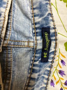 Trendy Acid Wash Distressed Wide Leg Jeans