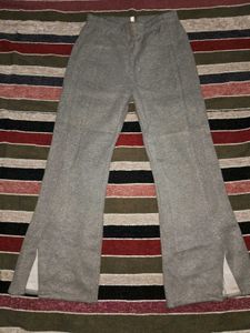 Grey Split Hem Flare Pants