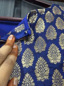 Blue &amp; Gold Brocade Saree