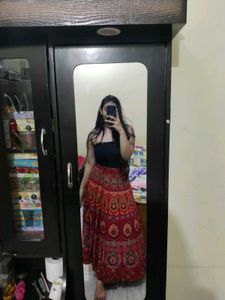 Bohemian Red Mandala Print Skirt