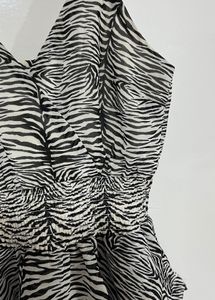 Women's Zebra Print Tiered Mini Dress