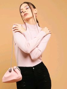 Global Republic Women Pink HighNeck SlimFit Skivvy