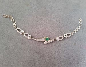 Elegant Emerald & CZ Tennis Bracelet | Silver-Tone