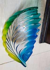 Colorful Stunning Leaf Shape Glass Fruit Bowl