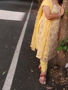 Elegant Yellow Floral Kurta Set