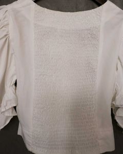 White Puff Sleeve Crop Top