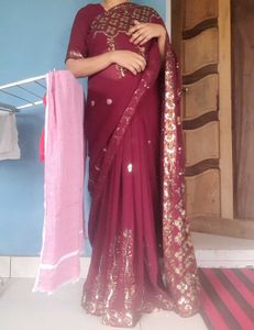 Embroidered saree Set