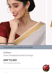 Griiham Stone Studded Jhumka Earrings