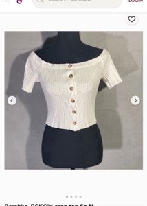Bershka ripped off-shoulder buttonup croptop