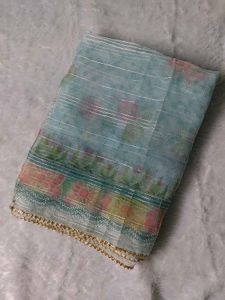Pastel Floral Organza Dupatta