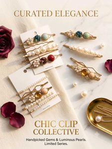 Elegant Pearl & Gem Hair Clip Set(fixed price)