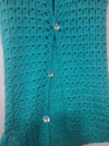 Teal Knitted Sleeveless Cardigan