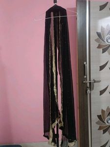 Elegant Black Dupatta with Gold Embellishments
