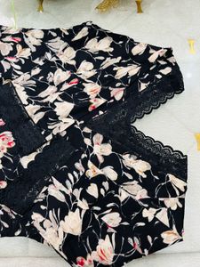 black patch work suit full embroidery