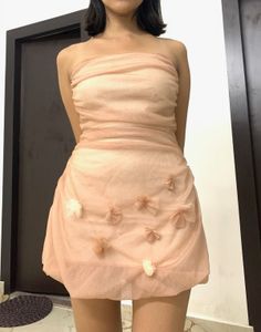 Strapless Tulle Dress with Bow Details