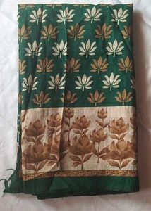 Green Lotus Print Saree Women’s Floral Prin