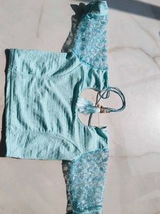 Sky Blue Readymade Saree Blouse