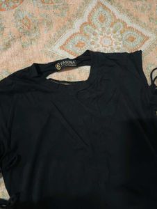 Black Cut-Out Sleeve T-Shirt
