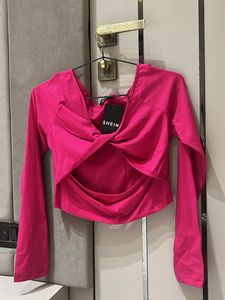 Shein Pink Twist Front Cutout Top