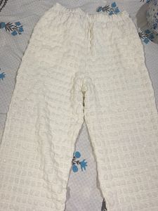 Cream Textured pants