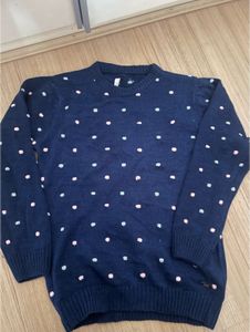 Navy Blue Polka Dot Sweater xs