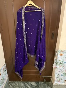 Deep Purple Festive Embroidered Sharara Set
