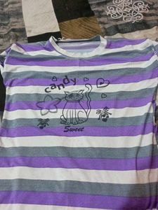 Cute Cat Striped T-Shirt