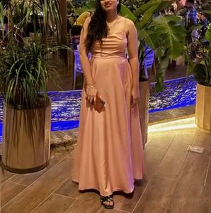 Elegant Pink Cowl Neck Slit Maxi Dress