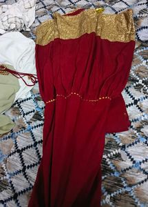 Elegant Maroon Kurta Set with Dupatta &amp; Potli Bag