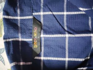 Blue Checked Tie-Front Shirt